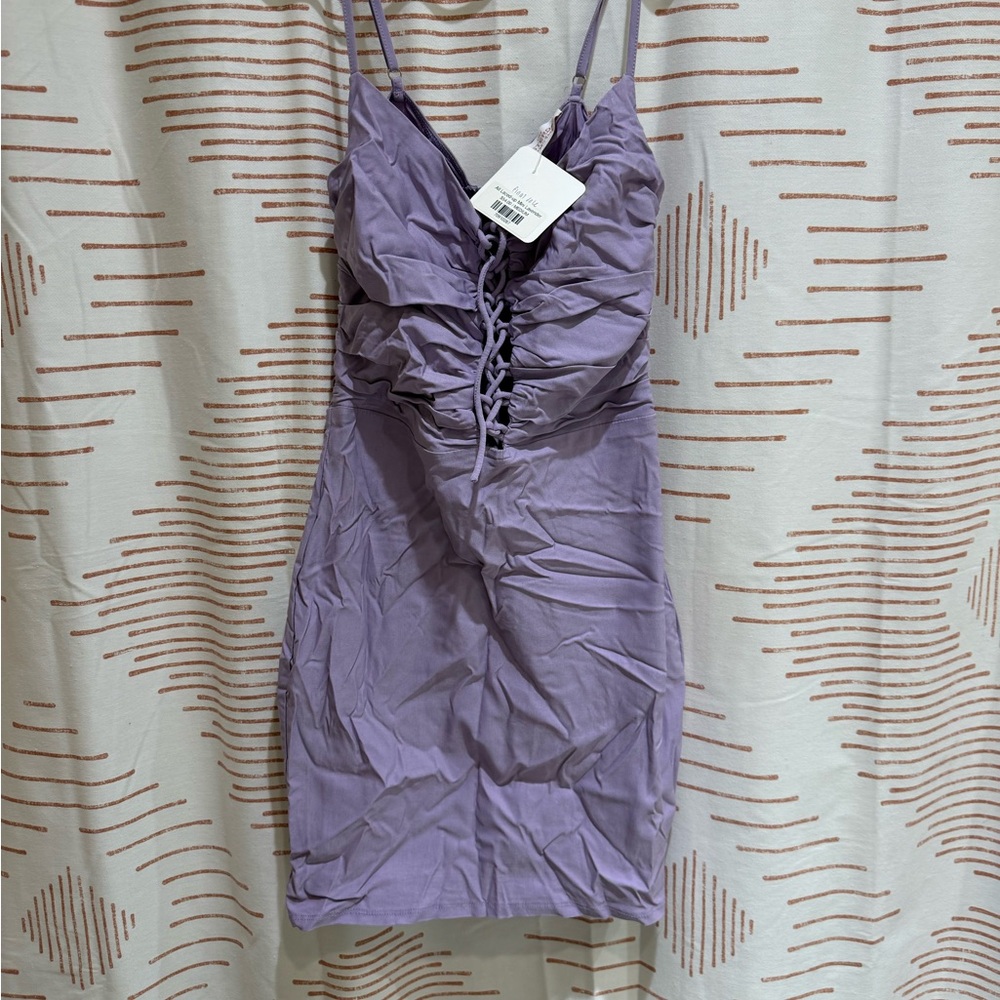 Purple Ruched Mini Dress